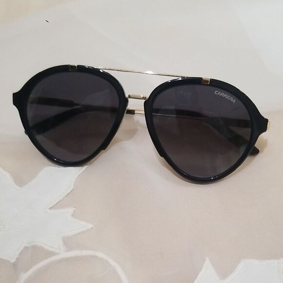 Carrera Aviator Sunglasses CA125S 6UB Black Gold w/Grey Gradient lens 54mm - Picture 1 of 10